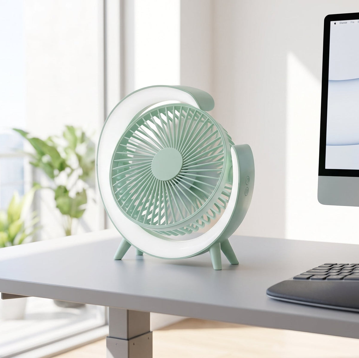 Portable Desktop Fan with Ambient LED Light