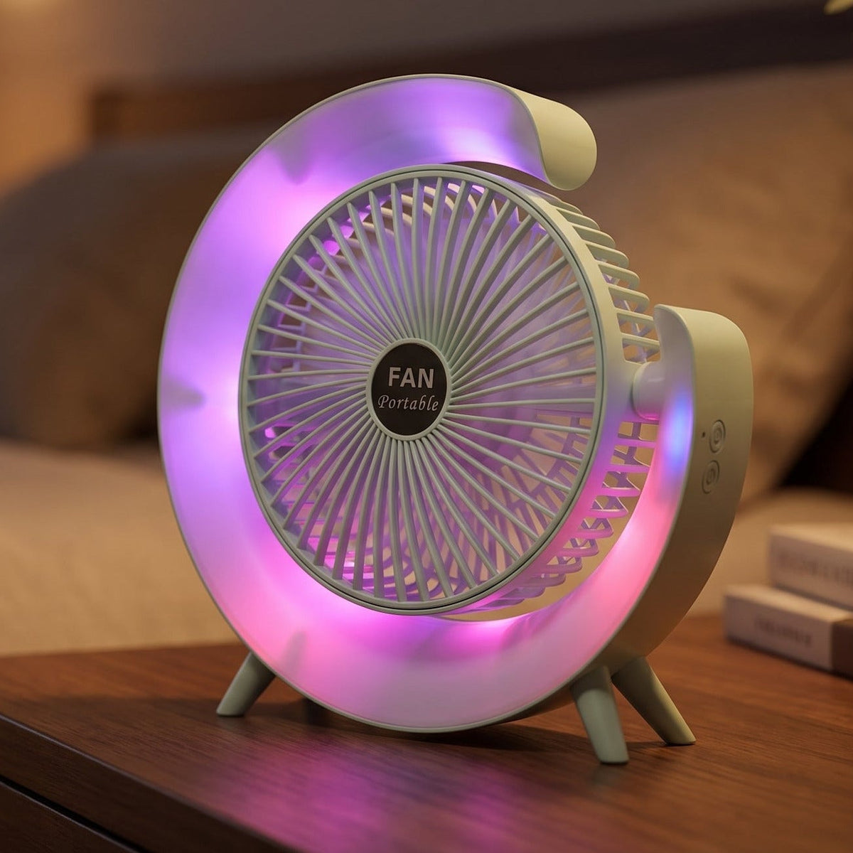 Portable Desktop Fan with Ambient LED Light