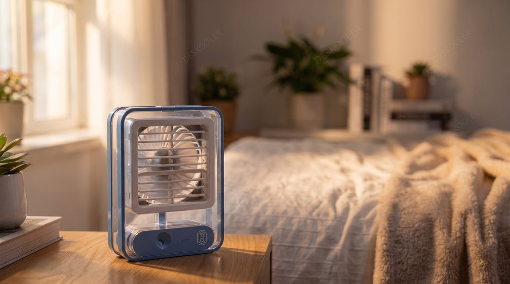 Mini ventilateur portable avec brumisateur, veilleuse LED, A batterie