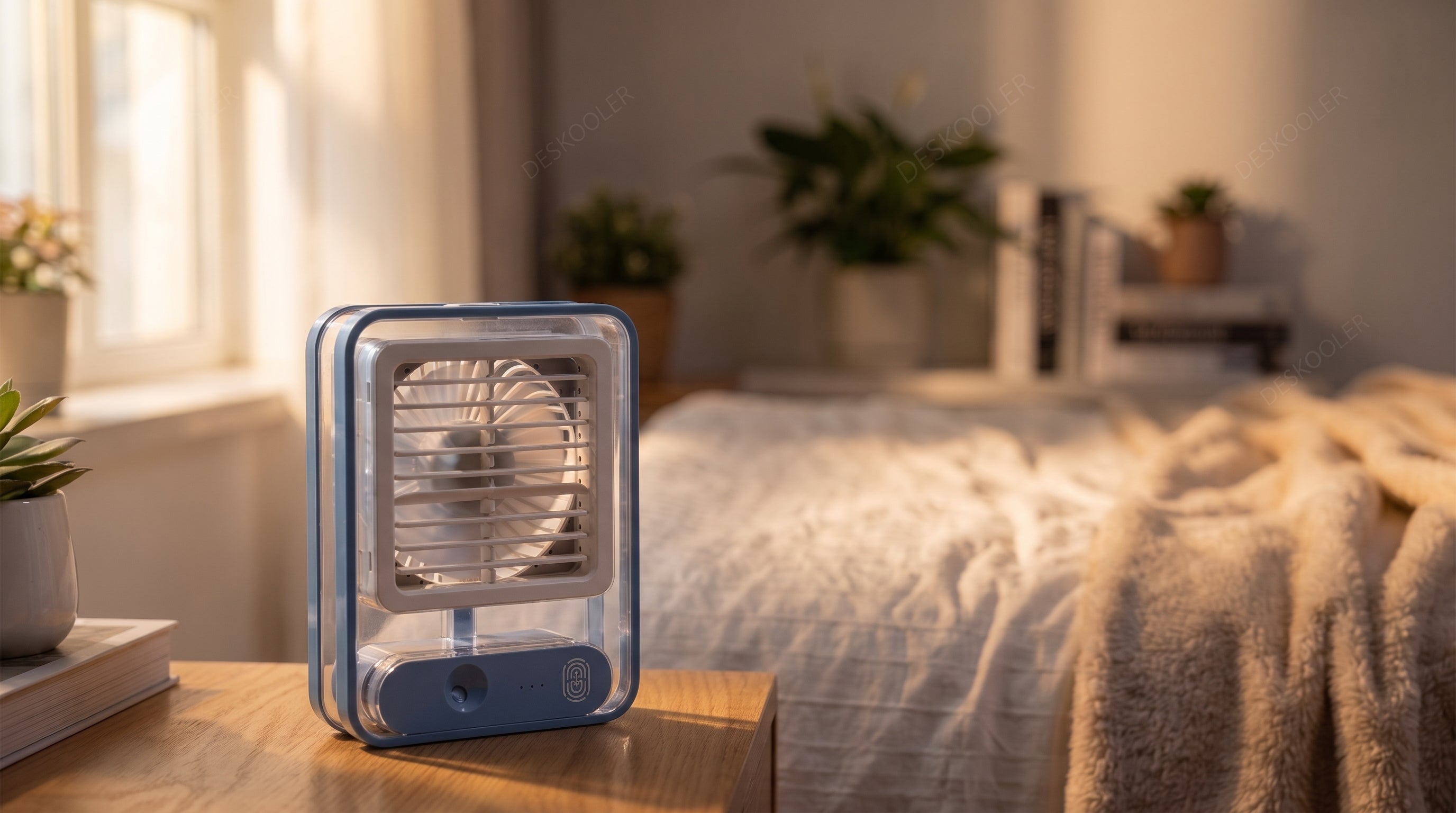 Mini ventilateur portable avec brumisateur, veilleuse LED, A batterie
