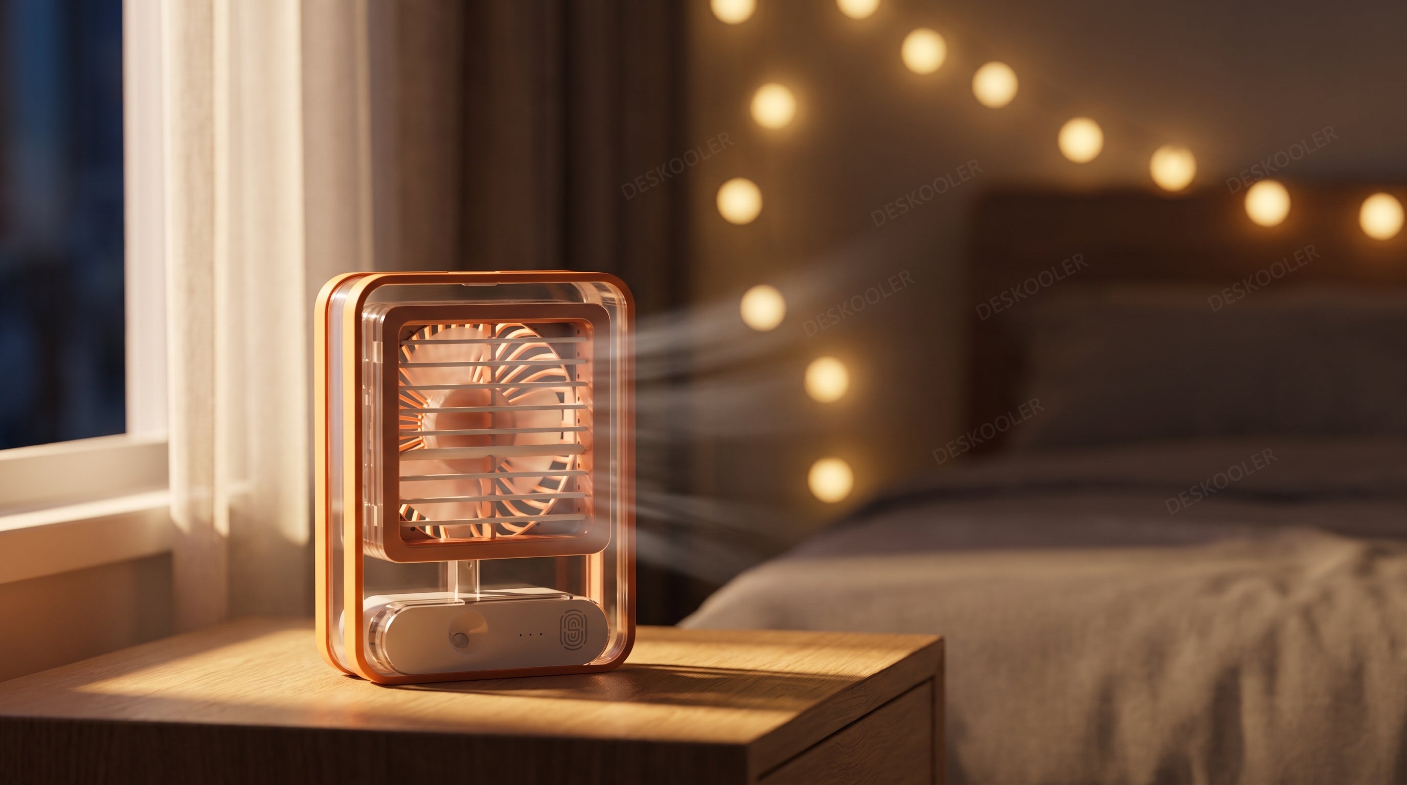 Mini ventilateur portable avec brumisateur, veilleuse LED, A batterie