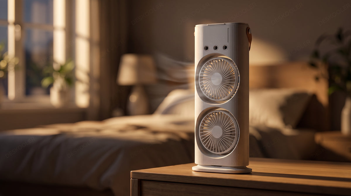 Ventilateur humidificateur portable à double jet brumisateur