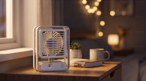 Mini ventilateur portable avec brumisateur, veilleuse LED, A batterie
