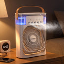 Ventilateur Humidificateur Portable Rafraîchisseur d'Air 3-en-1 avec Brumisation & Éclairage LED
